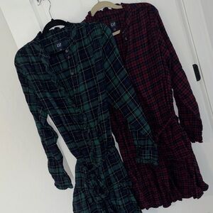 GAP Plaid Button-Up Dress Duo - Green & Red size XL